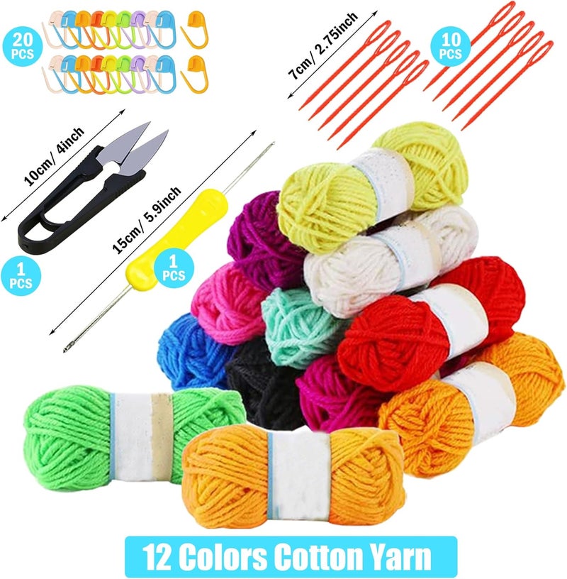 Allazone 58 PCS Clear Plastic Mesh Canvas Sheets for Embroidery, Plastic Mesh Sheets Plastic Canvas with 12 Color Acrylic Yarn for DIY Sewing Bag - Image 2